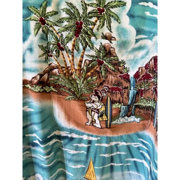 Big Dogs Hawaiian Shirt Small Rayon Island Surf Print, Vintage Style Aloha Shirt - Picture 2 of 6